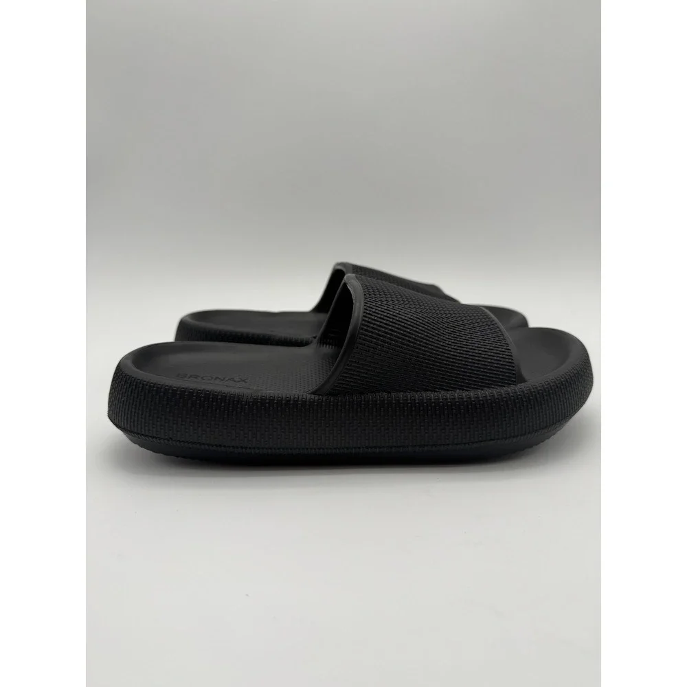 Black Slide Sandals Mens 7 Comfort Shower Beach Shoes‎